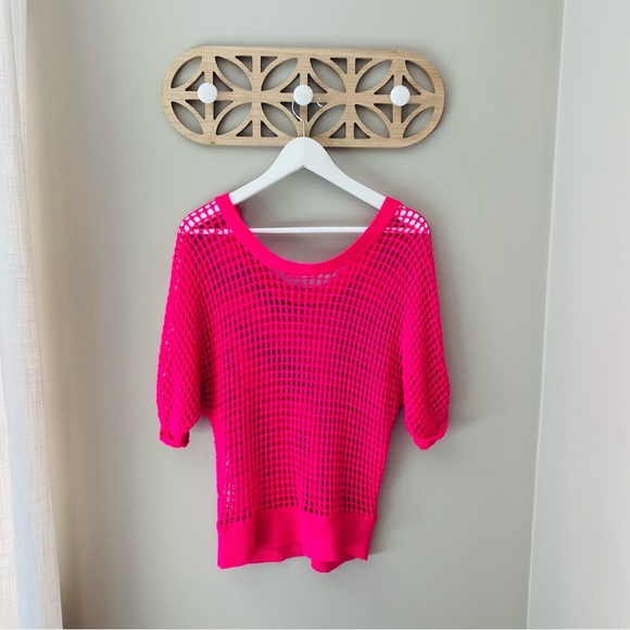 dELiA*s Open Knit Pullover Top Pink Sz XS - Picture 5 of 7